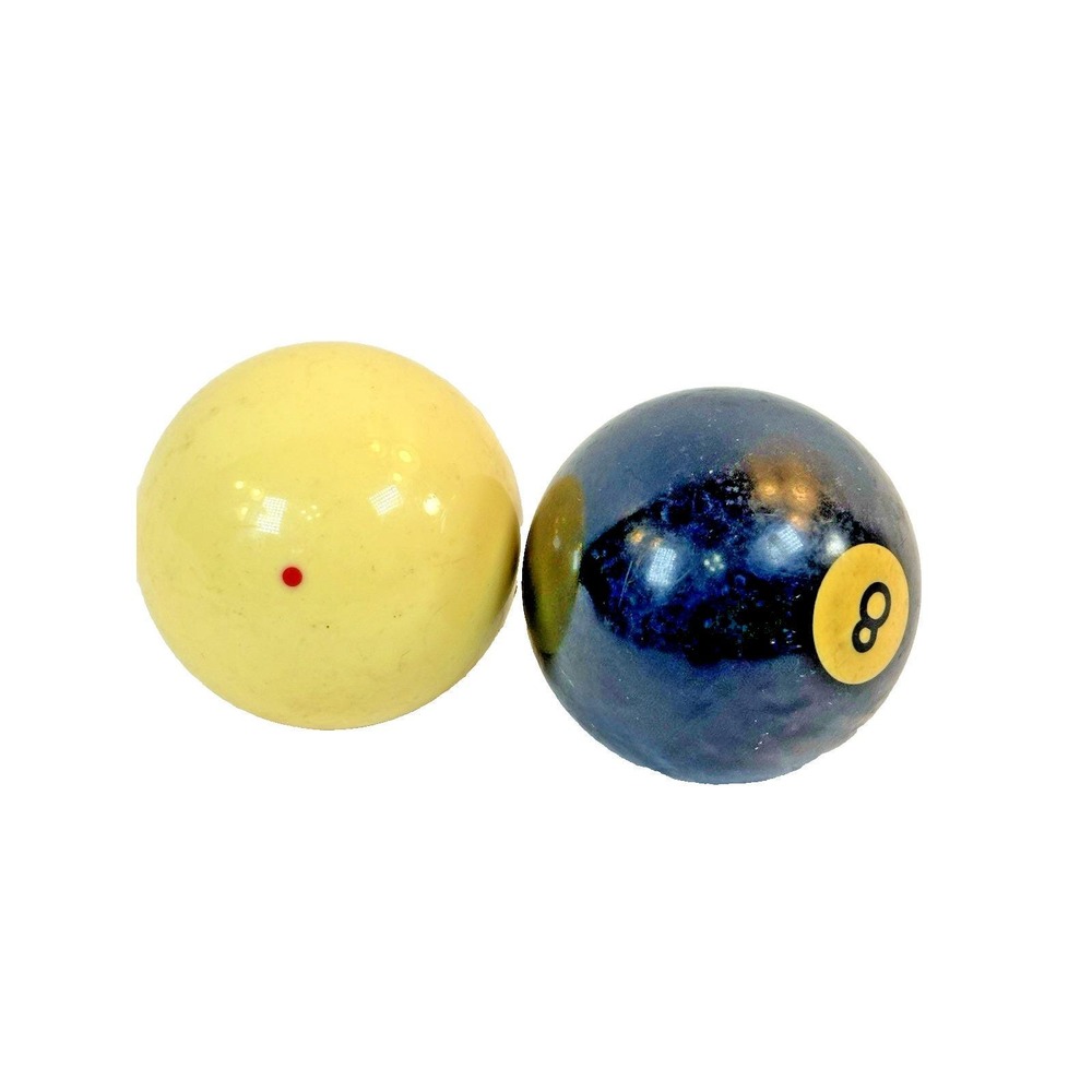 Vtg 2-1/4" Billiard Professional Red Dot Cue Ball & Solid 8-Ball Pair